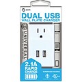 Pom Gear®  Charge2Go!™ Dual USB Wall Plate Charger; 2 Usb/1 Plug, White