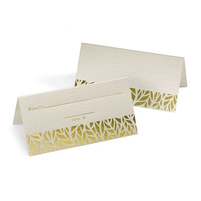 Hortense B. Hewitt, Organic Leaves Place Card, Gold, 4-3/8 x 2-1/4 (30956ST)