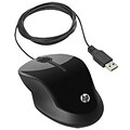 HP® X1500 Optical USB 2.0 Wired Mouse, Glossy Black/Metallic Gray (H4K66AA)