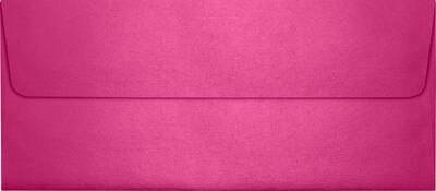 LUX 80lbs. 4 1/8 x 9 1/2 #10 Square Flap Envelopes W/Glue, Azalea Metallic Pink, 250/BX