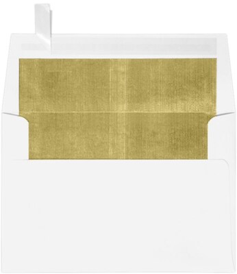 Lux® 4 1/4 x 6 1/4 60lbs. Square Flap Envelopes W/Peel & Press; White/Gold LUX Lining
