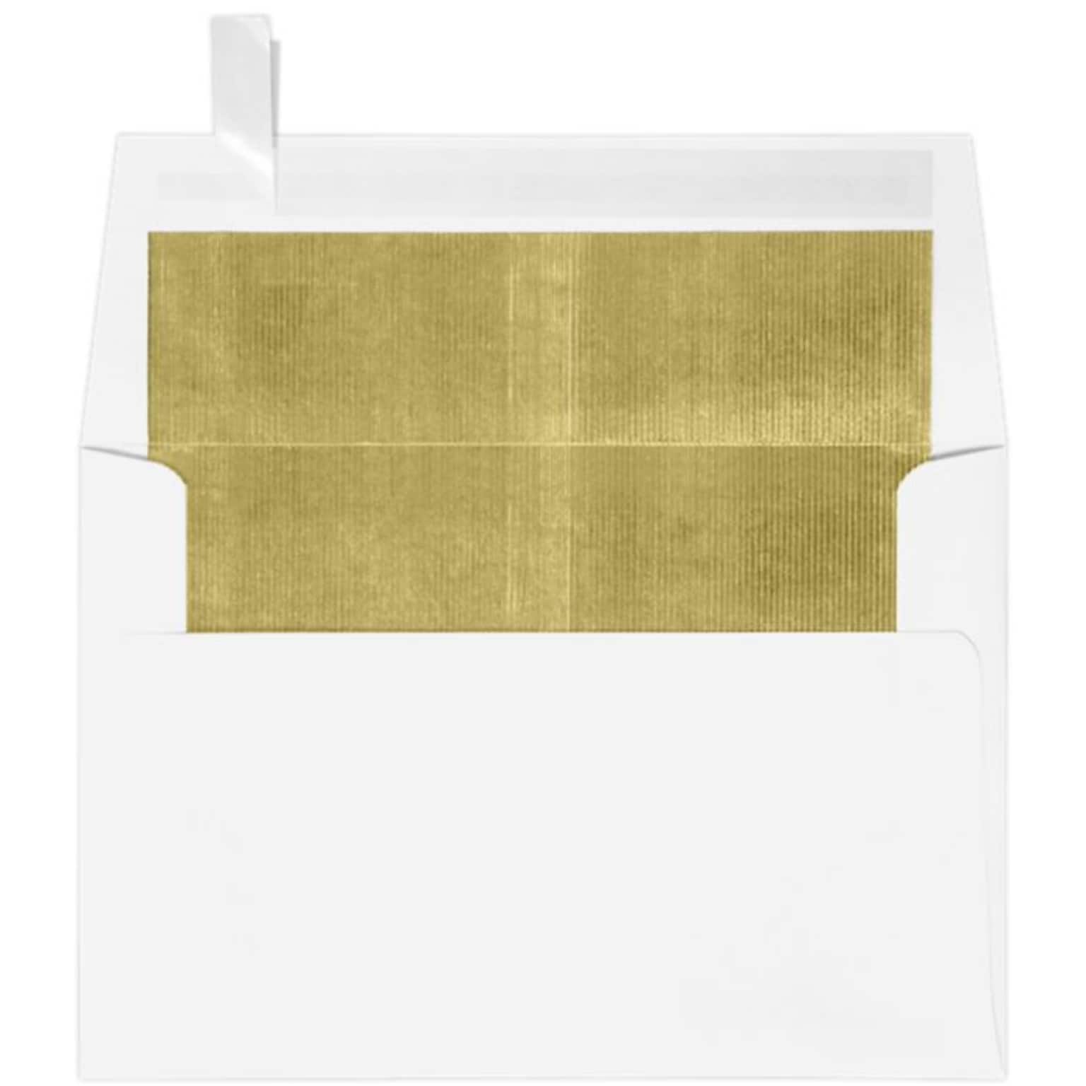 Lux® 4 1/4 x 6 1/4 60lbs. Square Flap Envelopes W/Peel & Press; White/Gold LUX Lining