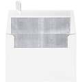 LUX A4 Foil Lined Invitation Envelopes (4 1/4 x 6 1/4) 50/Box, White w/Silver LUX Lining (FLWH4872-0