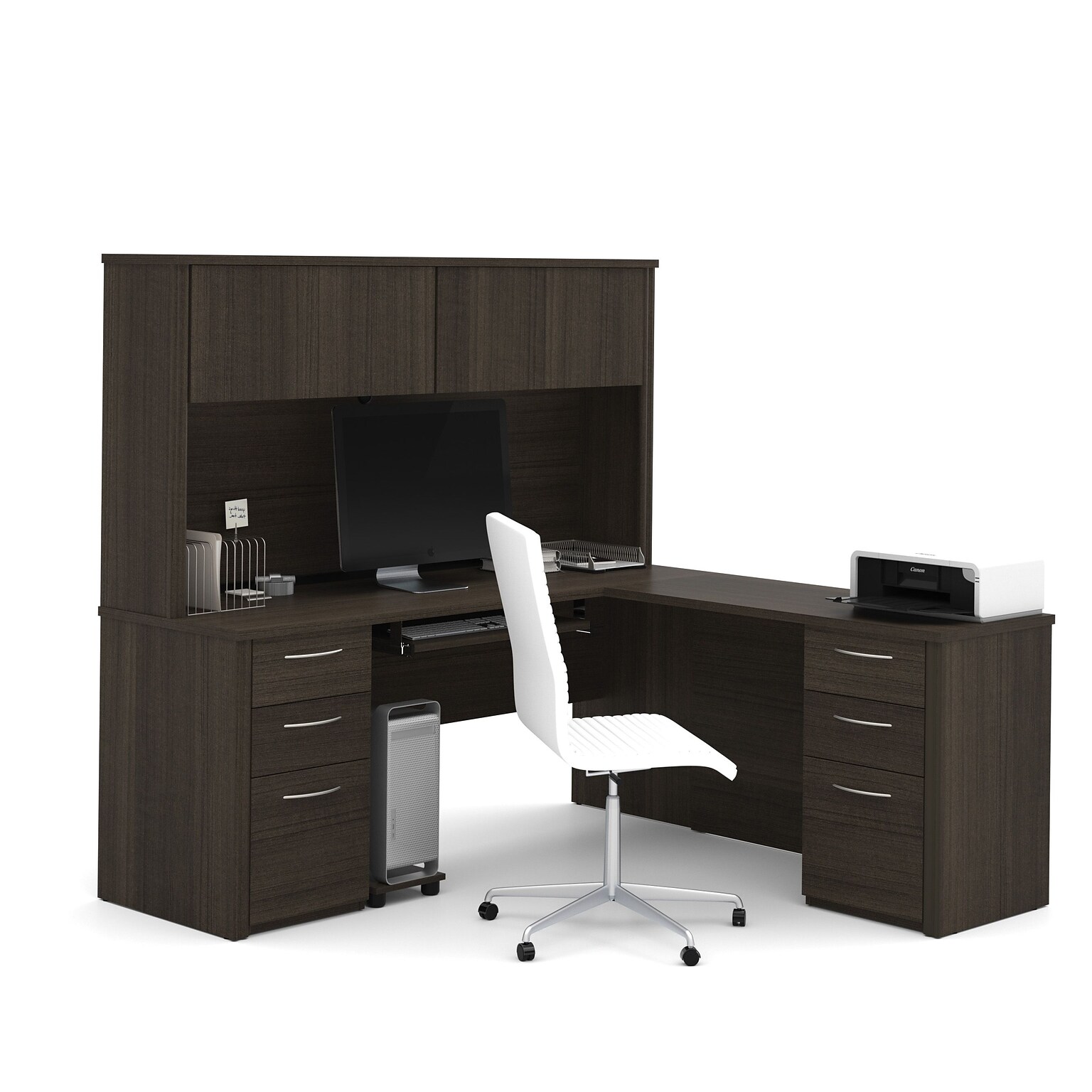 Bestar® Embassy 71W L-shaped Desk in Dark Chocolate (60893-79)