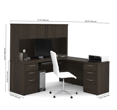 Bestar® Embassy 71"W L-shaped Desk in Dark Chocolate (60893-79)