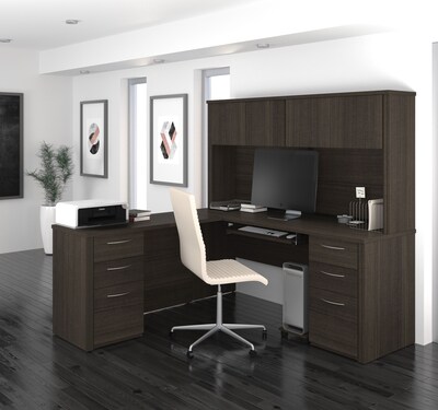 Bestar® Embassy 71"W L-shaped Desk in Dark Chocolate (60893-79)