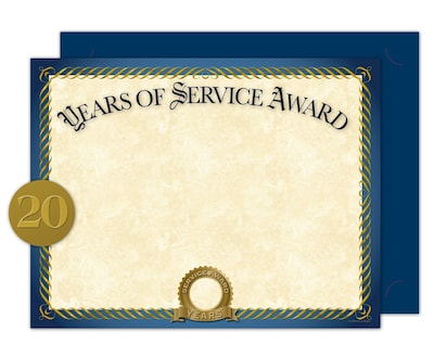 Great Papers Years of Service Certificates, 8.5 x 11, 20/Pack (2015113KIT)