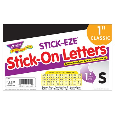 Trend Enterprises® STICK-EZE® Letter, Number and Mark Set, 1", Black