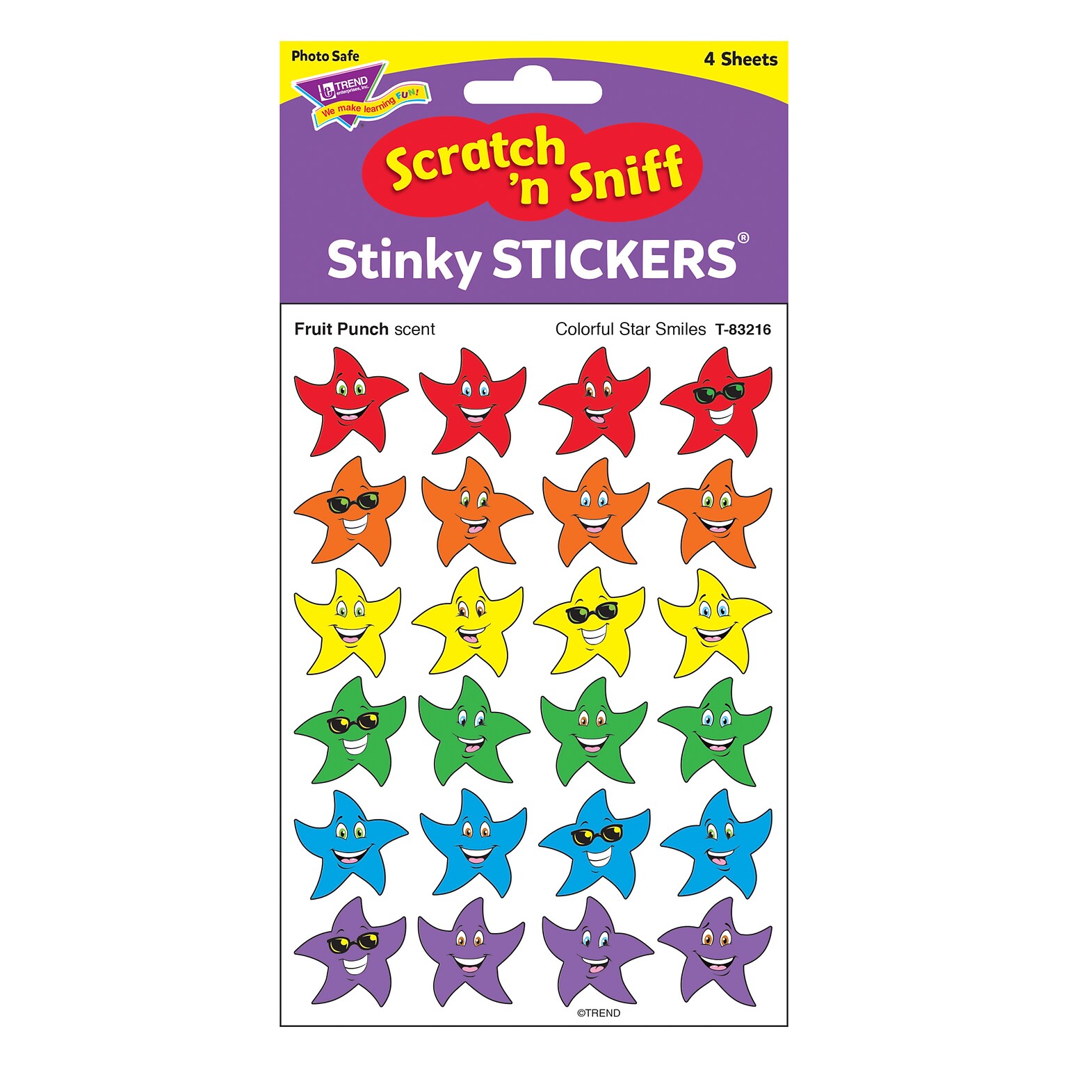 Trend Colorful Star Smiles/Fruit Punch Stinky Stickers, 96 ct. (T-83216)