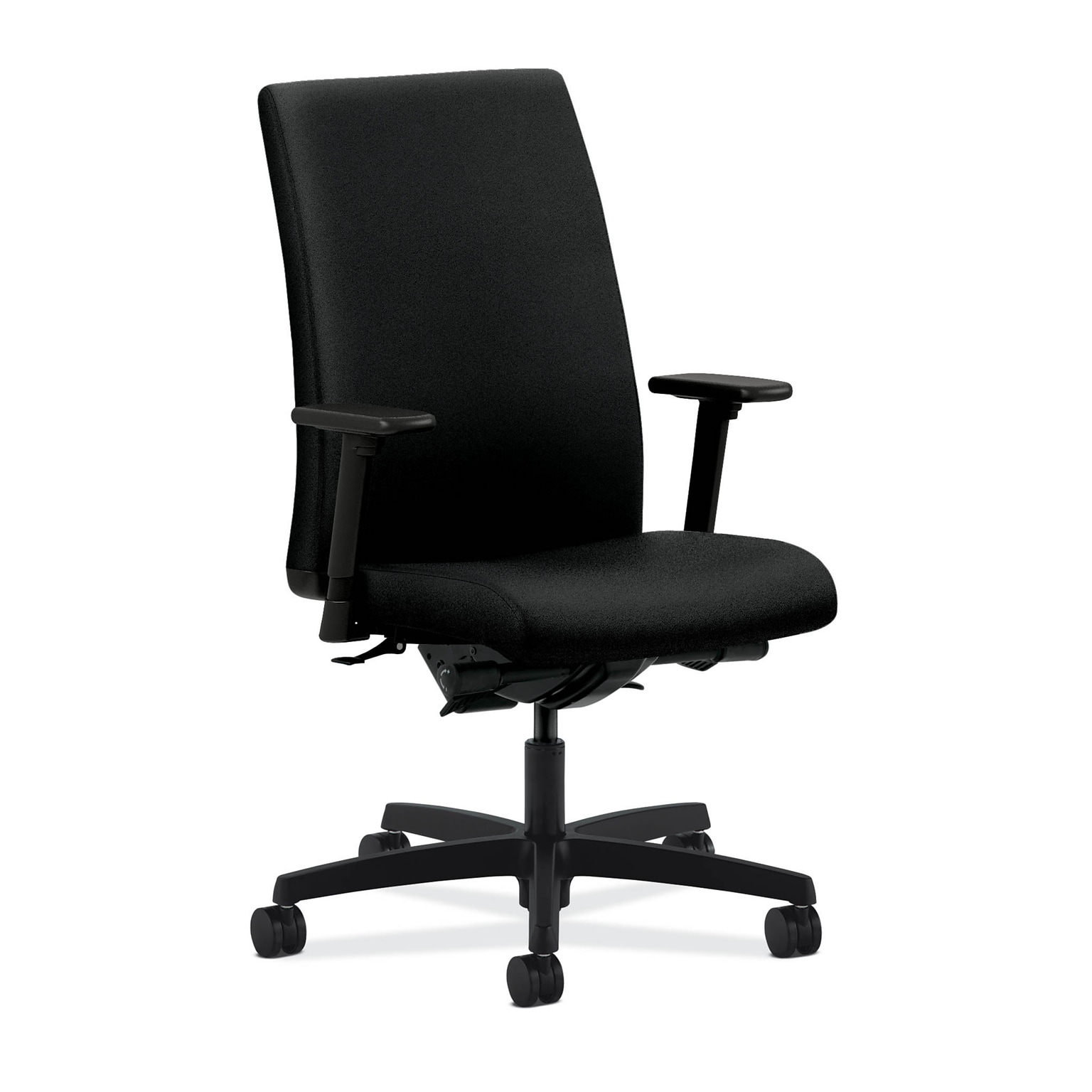 HON® Ignition® Mid-Back Office Chair, Black Fabric, Seat: 20W x 17D; Back: 19W x 24H