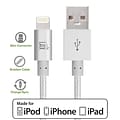 LAX Apple MFi Certified 4 Feet Strong Braided Lightning USB Data Synch Charging Cable, Silver