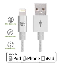 LAX Apple MFi Certified Lightning to USB Cable for Charge Sync 10ft - Silver