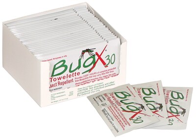 Bugx® 30 Insect Repellent; Towelettes, Bulk Pack, 100/Case