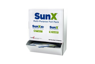 Sunx® Spf 30+ Sunscreen; Single Use Lotion/Towelettes In Wallmount Dispenser, 50 Count