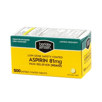 Berkley &  Jensen Bulk Low Dose Safety Coated Aspirin, 81mg, 500 Tablets (1005)