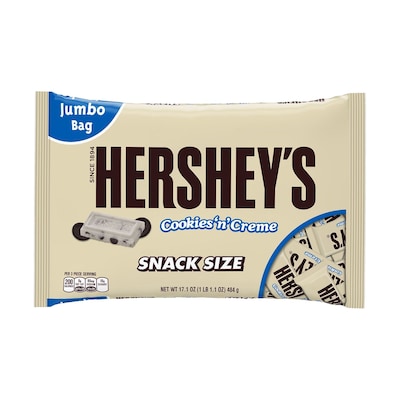 Hersheys Cookies n Crème Snack Size White Chocolate Candy Bar, 17.1 oz., 2 (246-00029)