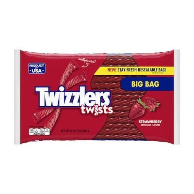 Twizzlers Strawberry Twists Big Bag Licorice, 32 oz, 2/Pack (246-00041)