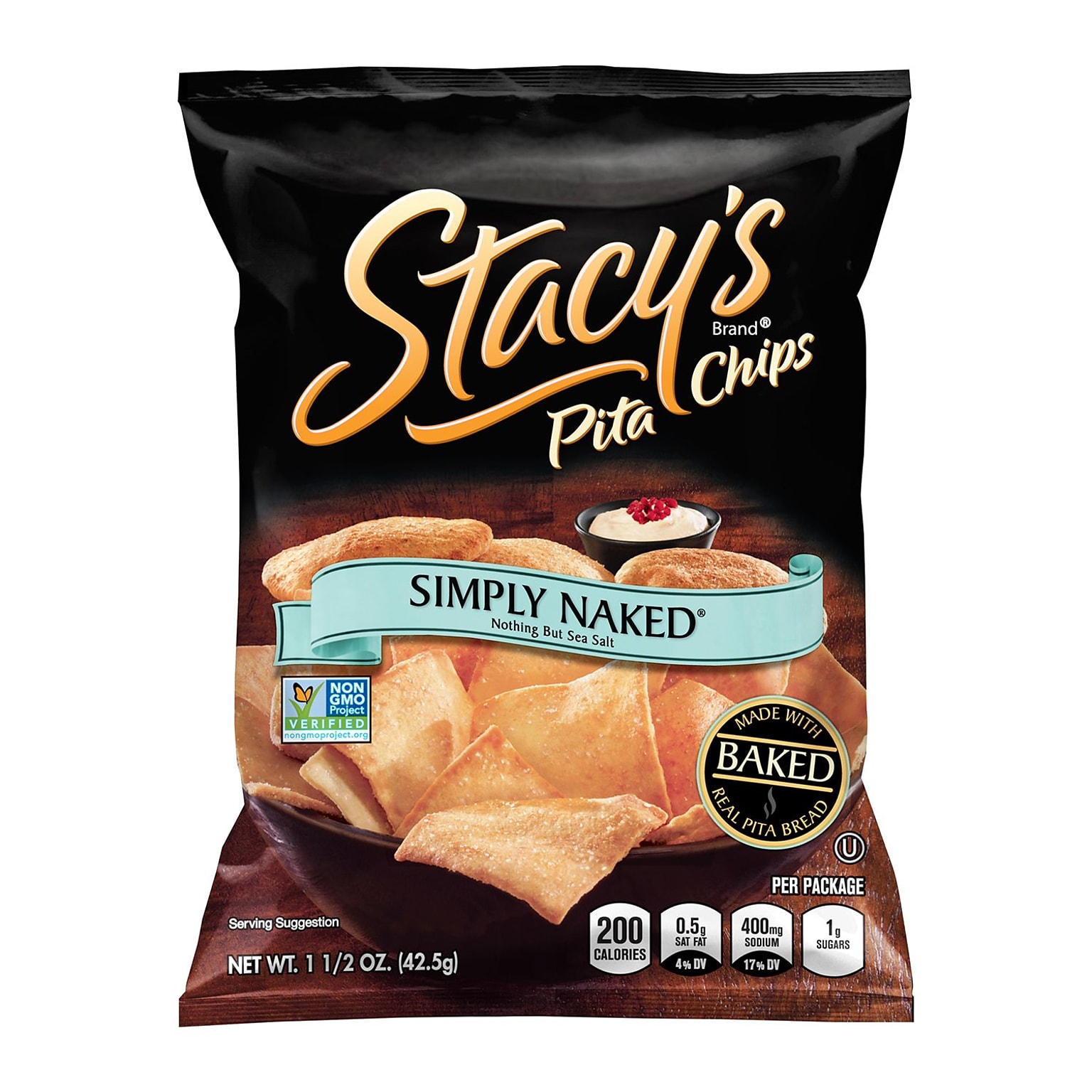 Stacys Simply Naked Pita Chips, 1.5 oz., 24 Bags/Pack (295-00039)