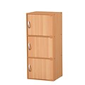 Hodedah HID3 3-Door Wood Storage Cabinets, Beech