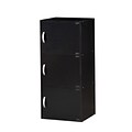 Hodedah HID3 3-Door Wood Storage Cabinets, Black