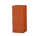 Hodedah HID3 3-Door Wood Storage Cabinets, Cherry