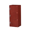 Hodedah HID3 3-Door Wood Storage Cabinets, Mahogany
