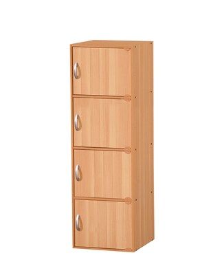 Hodedah HID4 4-Door Wood Storage Cabinets, Beech