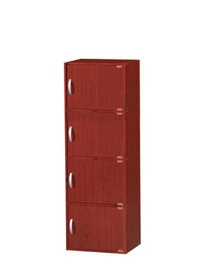 Hodedah HID4 4-Door Wood Storage Cabinets, Mahogany