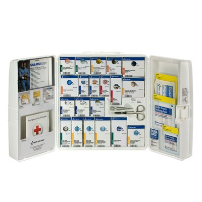 First Aid Only SmartCompliance Food Service Cabinet, ANSI Class A/ANSI 2021, 50 People, 289 Pieces, White, Kit (90659-021)