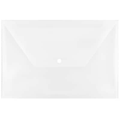 JAM Paper® Plastic Envelopes with Snap Closure, Legal Booklet, 9.75 x 14.5, Clear Poly, 12/pack (348