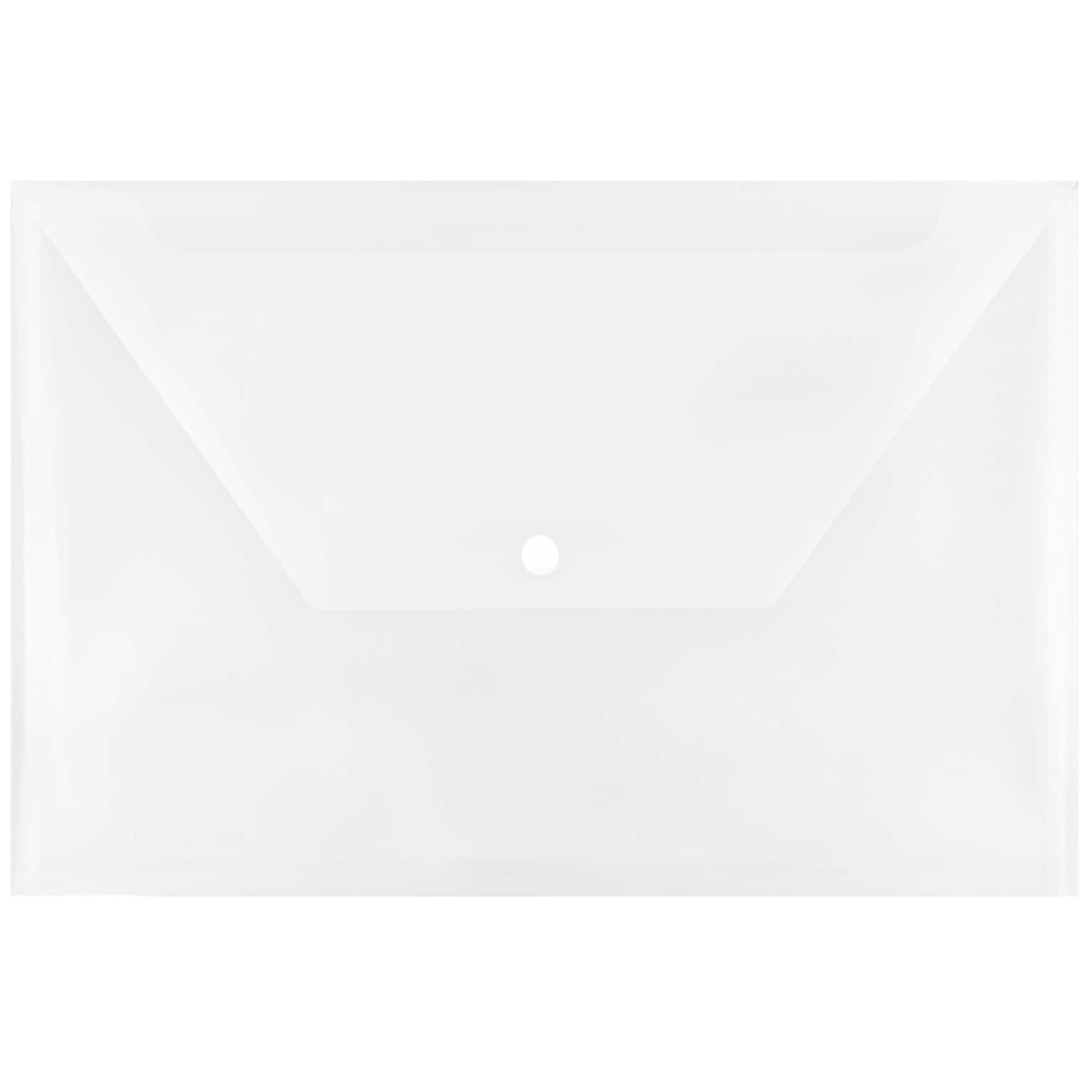 JAM Paper® Plastic Envelopes with Snap Closure, Legal Booklet, 9.75 x 14.5, Clear Poly, 12/pack (34830)