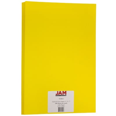 JAM Paper Matte Colored 11 x 17 Paper, 24 lbs., Yellow, 100 Sheets/Pack (16728463)