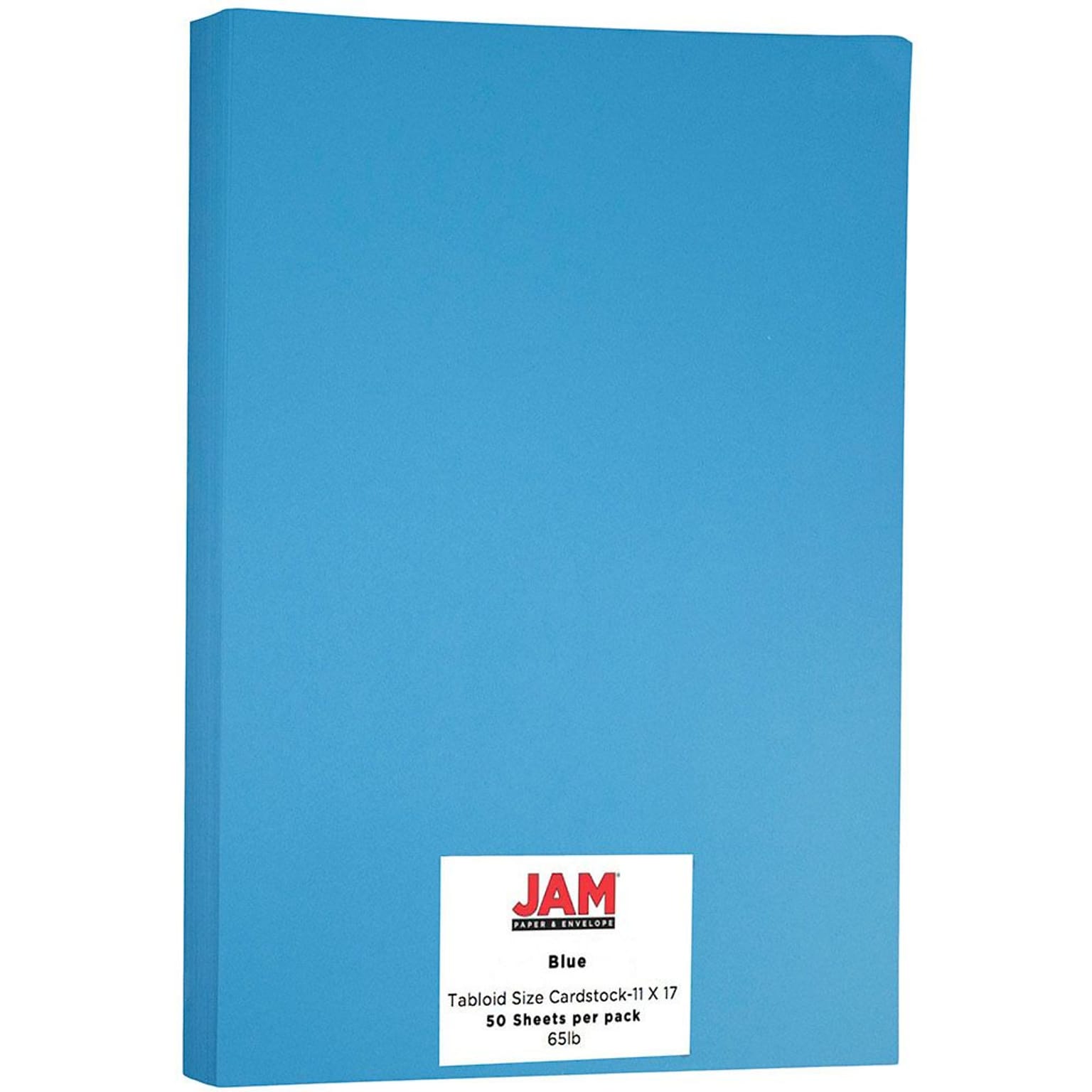 JAM Paper Ledger 65 lb. Cardstock Paper, 11 x 17, Blue, 50 Sheets/Pack (16728479)