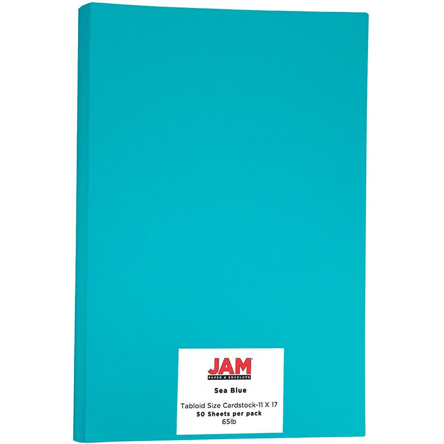 JAM Paper Ledger 65 lb. Cardstock Paper, 11 x 17, Sea Blue, 50 Sheets/Pack (16728482)