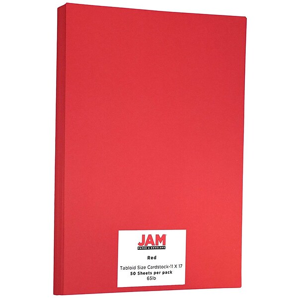 JAM Paper Ledger 65 lb. Cardstock Paper, 11 x 17, Blue, 50 Sheets/Pack  (16728479)