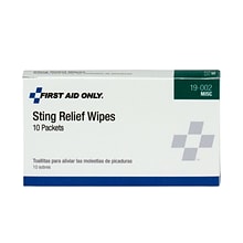First Aid Only® Sting Relief Wipes, 10/Box (19-002)