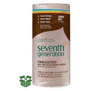 Natural  Unbleached 100% Recycled Paper Towel Rolls,11 x 9,120 Sheets/RL,30 RL/CT