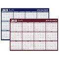 2018 AT-A-GLANCE® Horizontal Erasable Yearly Wall Planner, Reversible, 12 Months, January Start, 48 x 32, Red/Blue (A152-18)