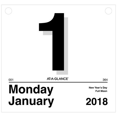 2018 AT-A-GLANCE® “Today Is” Daily Wall Calendar Refill, 12 Months, January Start, 8-1/2 x 8 (K4-50-18)