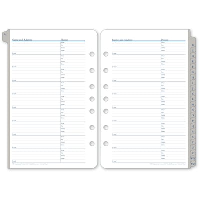 Franklin Covey® A-Z Tabbed Address/Phone Pages, Loose-Leaf, Classic Ring Bound, 5 1/2x8 1/2 (27222)
