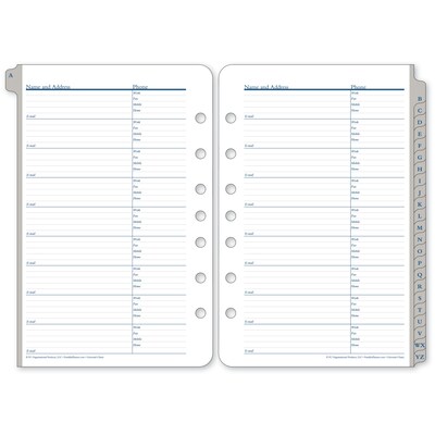 Franklin Covey® A-Z Tabbed Address/Phone Pages, Loose-Leaf, Classic Ring Bound, 5 1/2"x8 1/2" (27222)