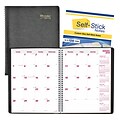 2018 Brownline® 11 x 8-1/2 PlannerPlus Monthly Planner, 14 Months, Self-Stick Notes Book, Black (CB1262N.BLK)