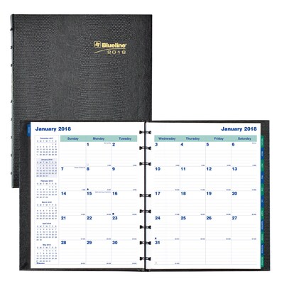 2018 Blueline® 9-1/4 x 7-1/4 MiracleBind™ Monthly Planner, 17 Month, Hard Cover, Black (CF1200C.81)
