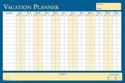 House of Doolittle 36" x 24" Reversible All Purpose/Vacation Planner, Yellow/Blue (639)