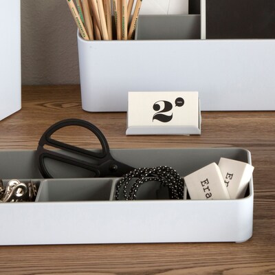 Fusion Business Card Holder, White and Gray (37523)