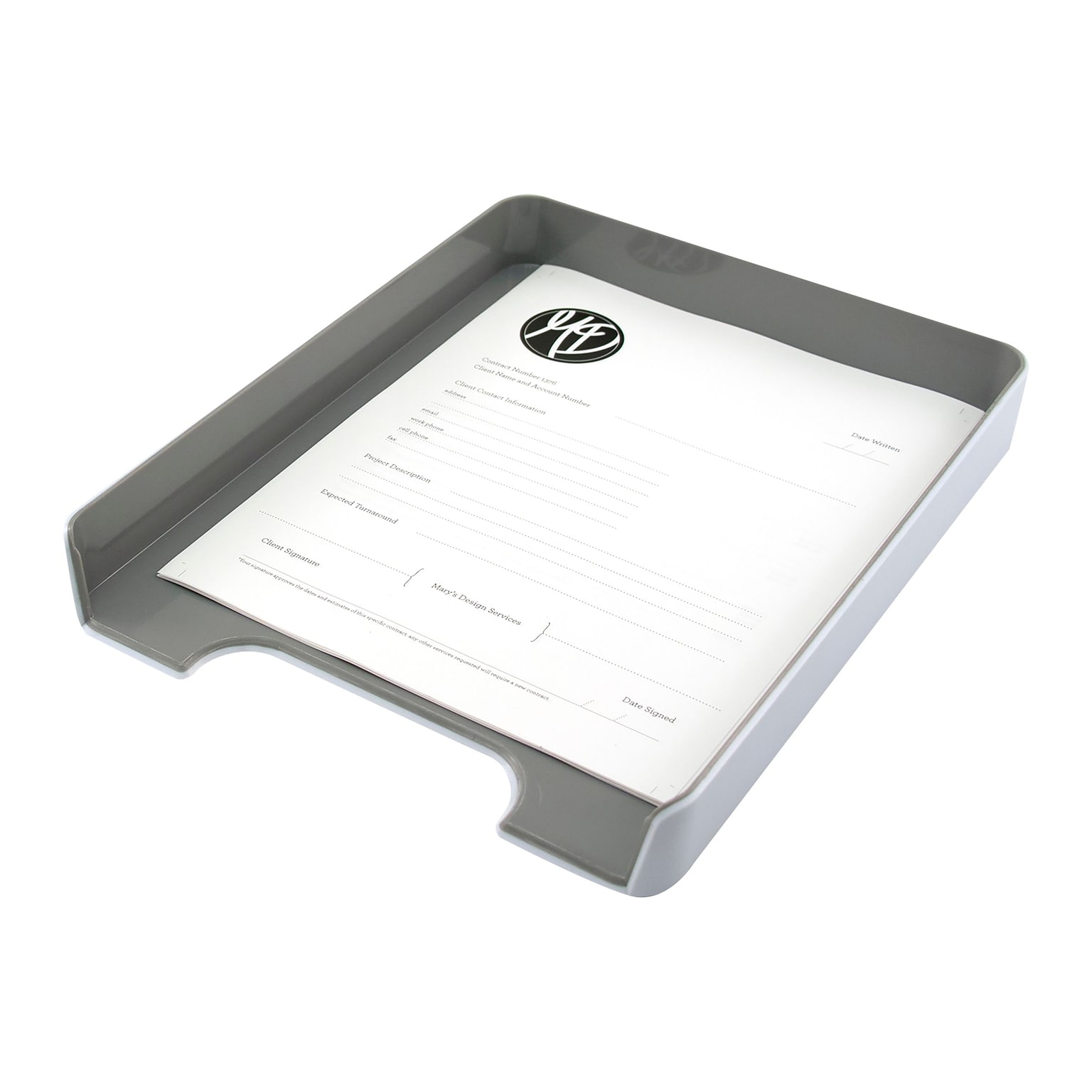 Fusion Letter Tray, White and Gray (37522)