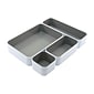 Fusion 4-Compartment Stackable Plastic Compartment Storage, White/Gray, 4/Pack (37592)