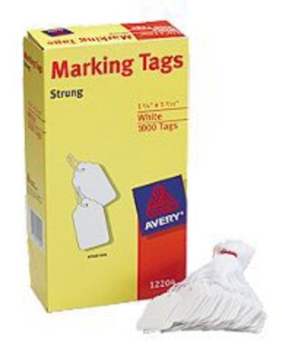 Avery® Marking Pre-Strung Tags 1.09"W x 1.75"L White, 1000/Pack (12204)