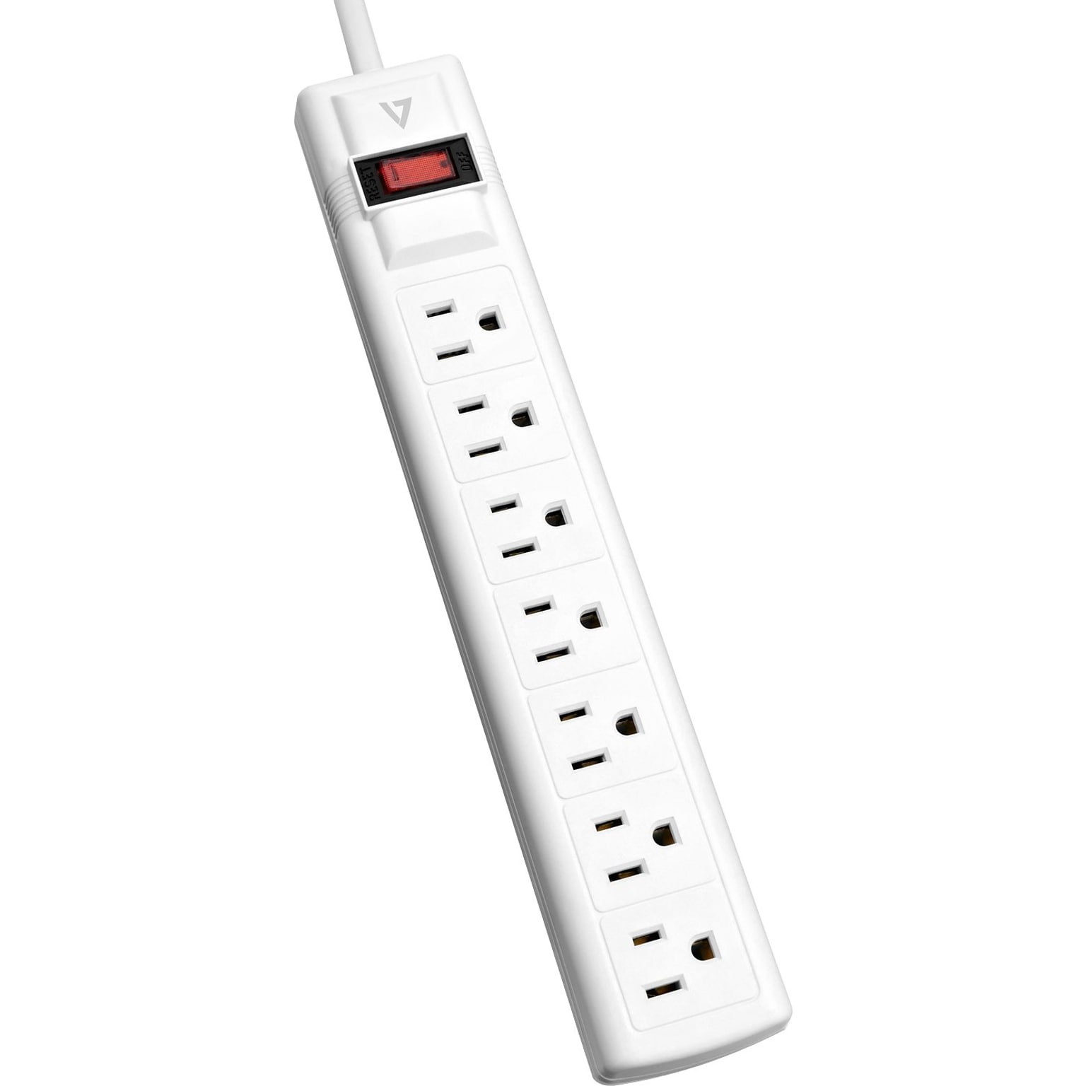 V7 7-Outlet Surge Protector, 12 ft cord, 1050 Joules,  White