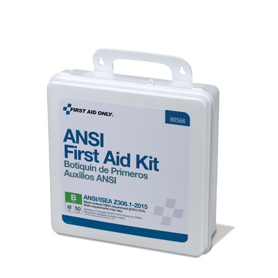 First Aid Only Plastic First Aid Kit, ANSI 2015 Class B, 50 People, 199 Pieces (90566)